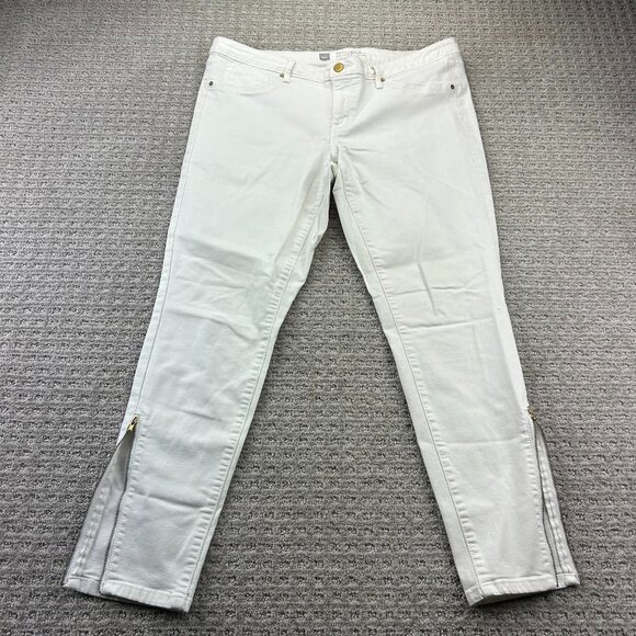MOSSIMO Denim Legging Pants Women Size 14 White Jeans Zip Bottoms Stretchy - Picture 1 of 12
